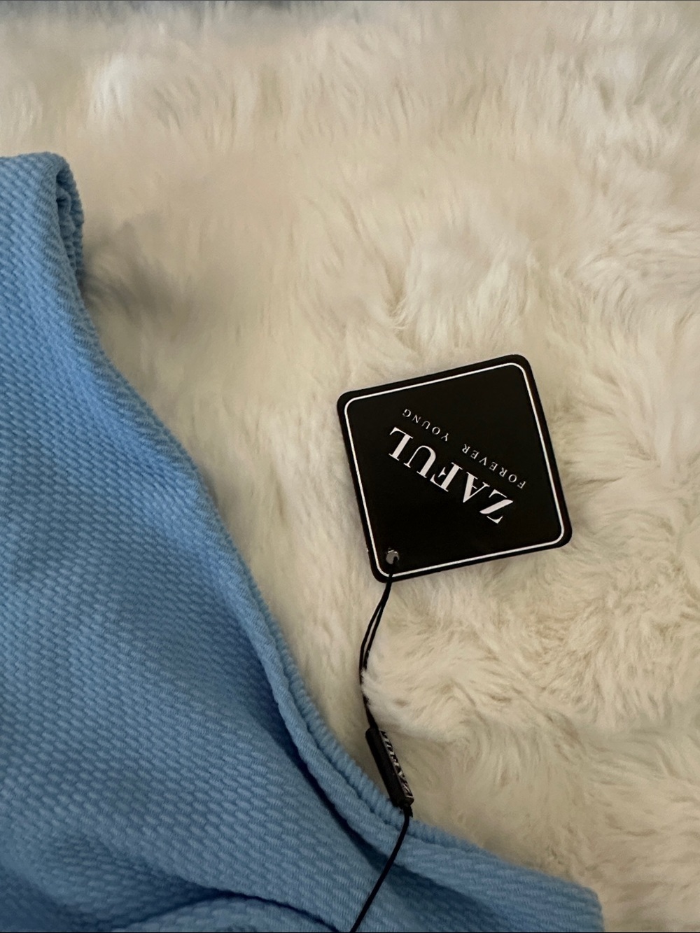 Zaful Light Blue Textured Bandeau Bikini Set with Removable Straps - Picture 4 of 4